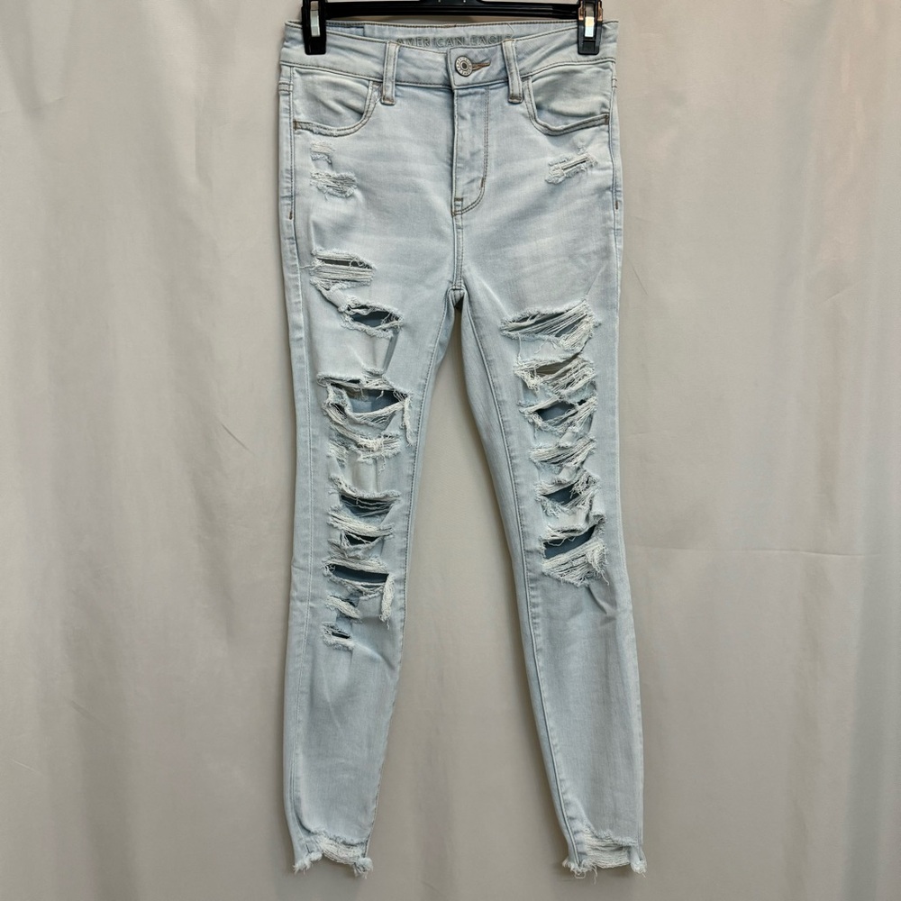 America Eagle Hi-Rise Jegging Crop Ripped Jeans